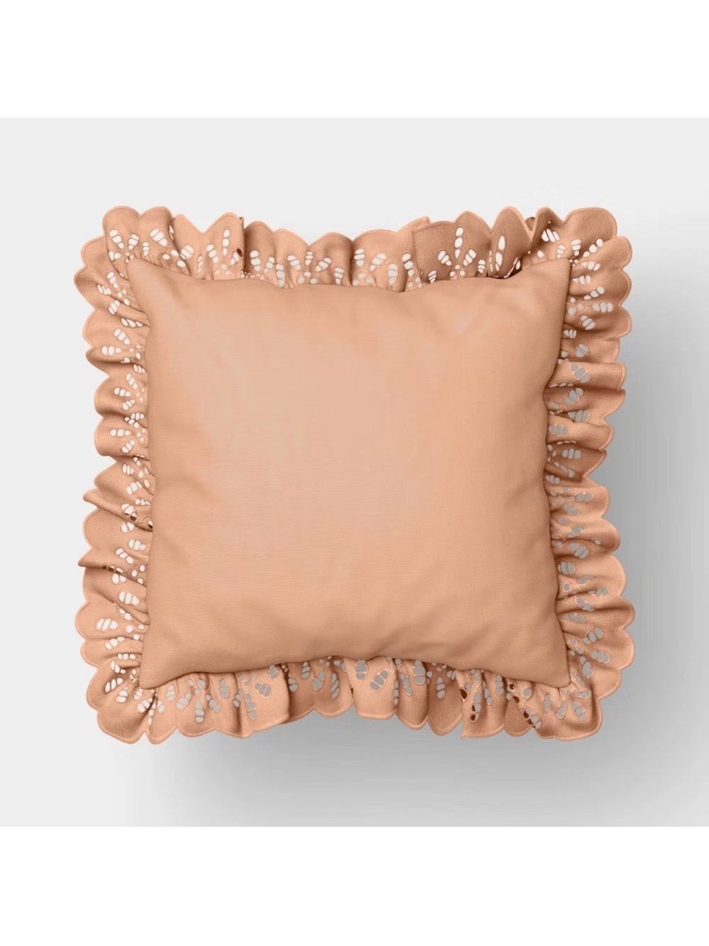 26”x 26” Eyelet Ruffle Outdoor Pillow Coral. Threshold W/ Studio McGee